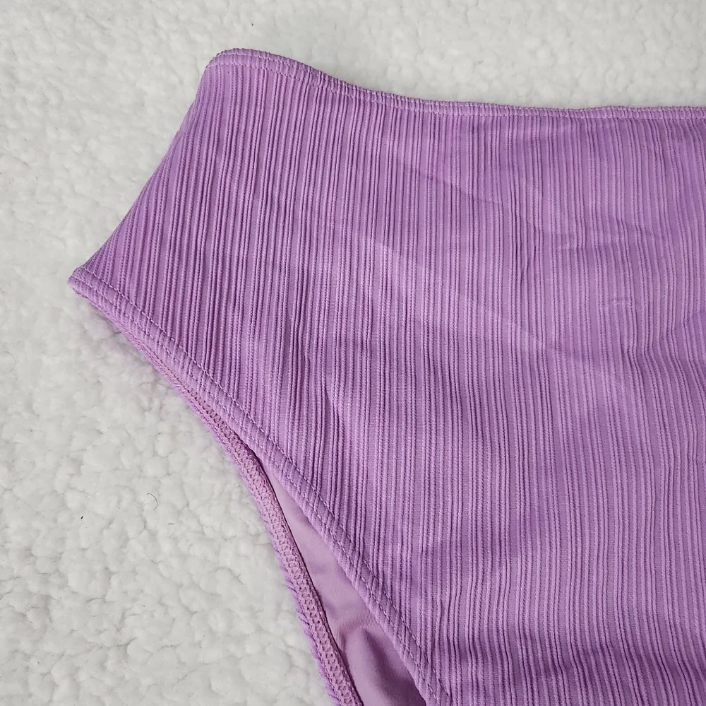 New!Frankie's Bikinis Anne Plisse Full Coverage High‎ waisted Bikini Bottom